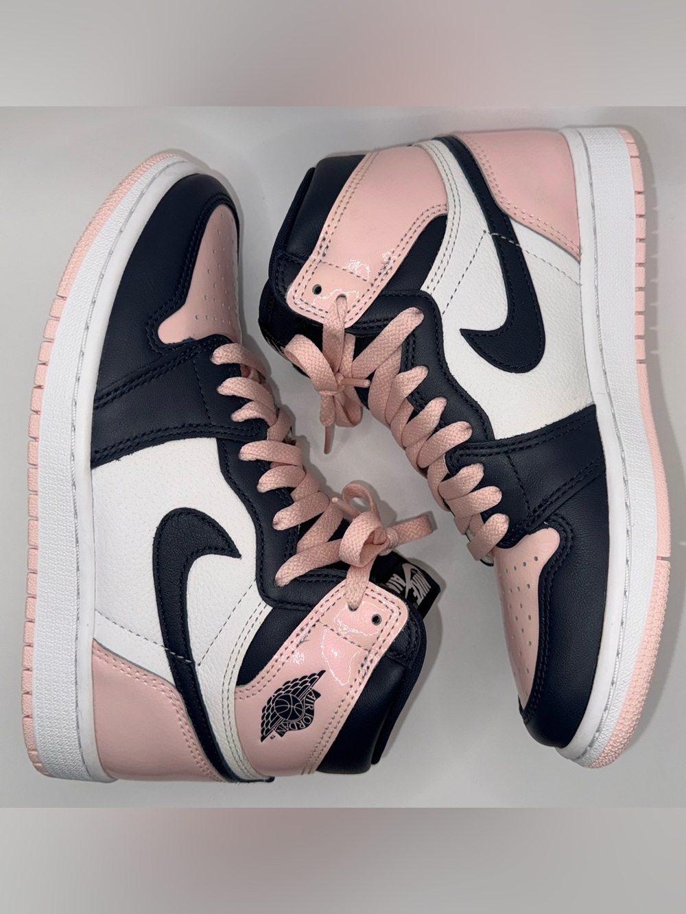 Nike Air Jordan 1 Mid Pink Navy (DD9335-641) Women’s 6.5 Pink Patent Leather - Picture 7 of 17